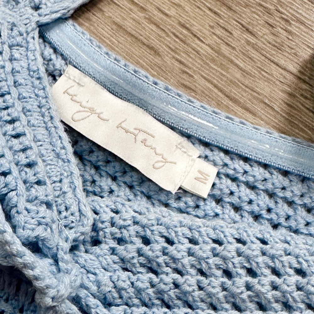 Beige Botany Lace Up Crochet Knit Tank - Picture 7 of 10